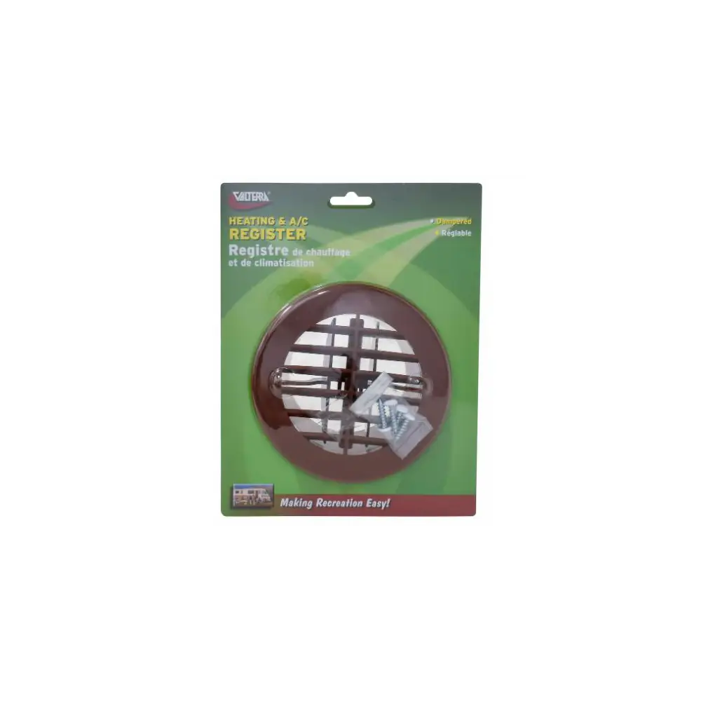 Round Heating & A/C Register w/ Damper - Brown - VALA10-3352VP